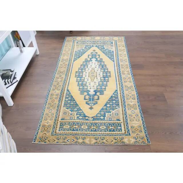 Vintage Turkish Oushak Handmade Wool Cotton Orange Area Rug 95x188