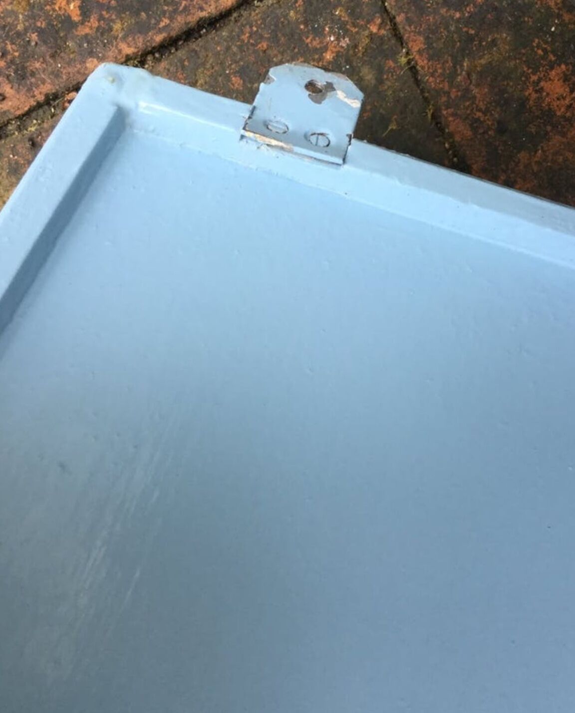 Small blue vintage pharmacy cabinet