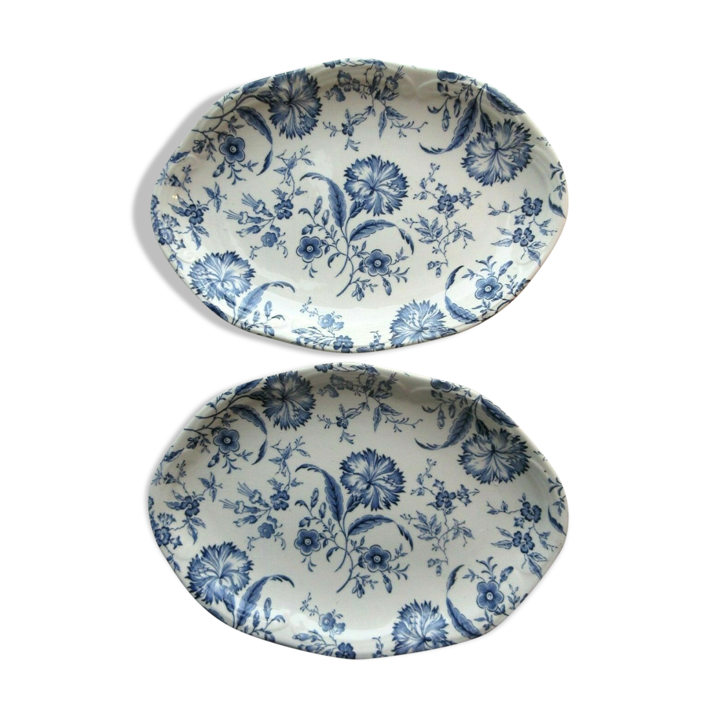 2 oval ravines Gien art deco model eyelets in blue