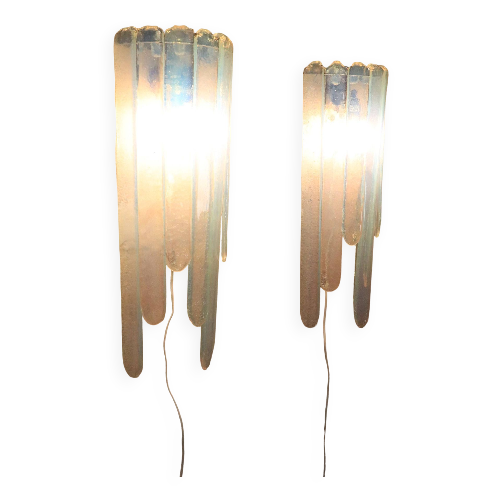 1 x Wall lamp by Carlo Nason for Mazzega, Cascade, Ice Blue, 1970s