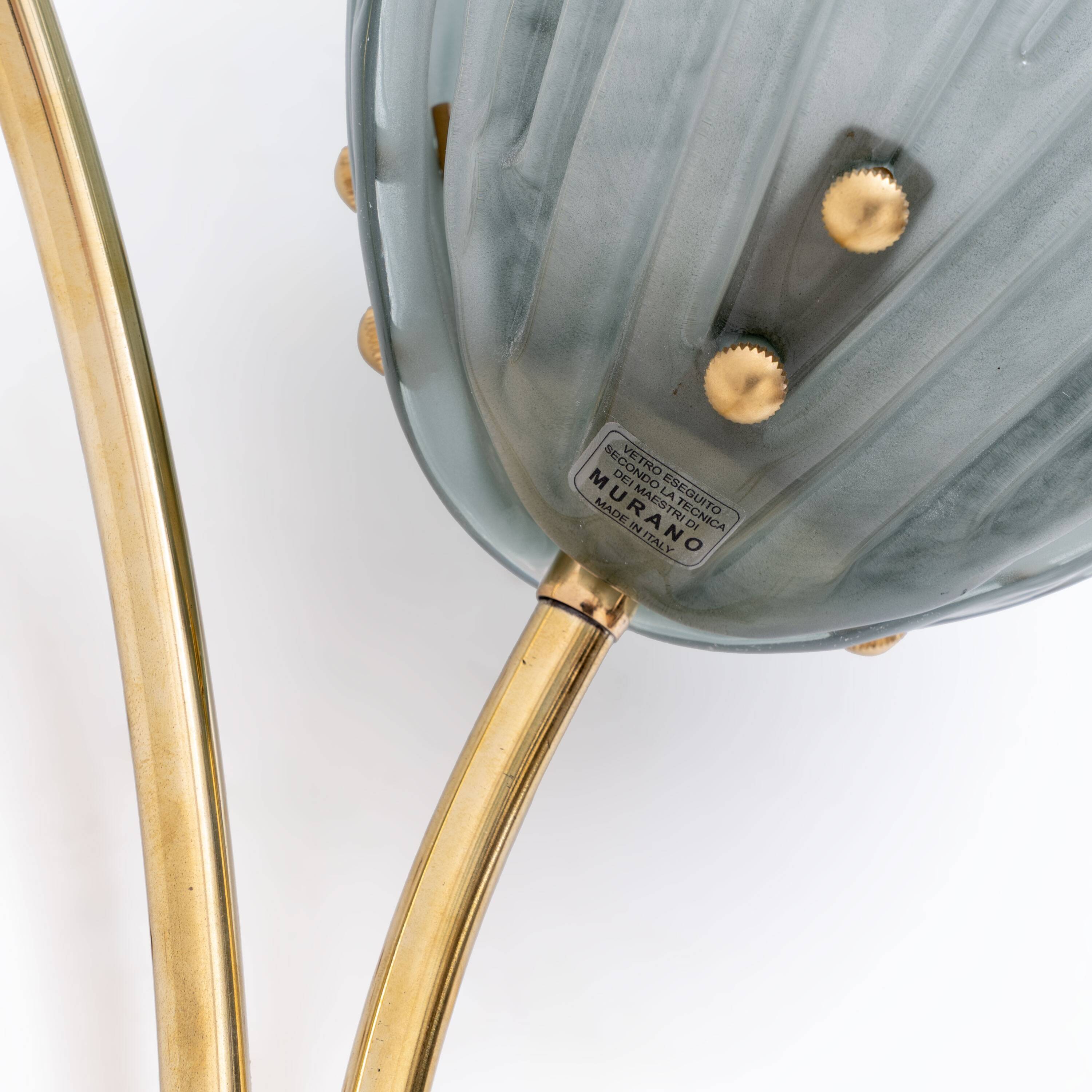 Pair of Tulips Murano Glass and Brass Sconces
