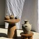 Mini minimalist stool with ball feet in teak H15 D35