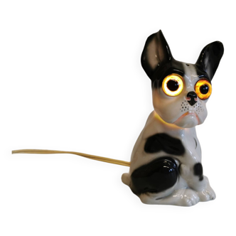 German art deco porcelain lamp / night light, about 1920, french bulldog - perfume lamp