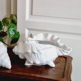 Cache pot coquillage barbotine blanche