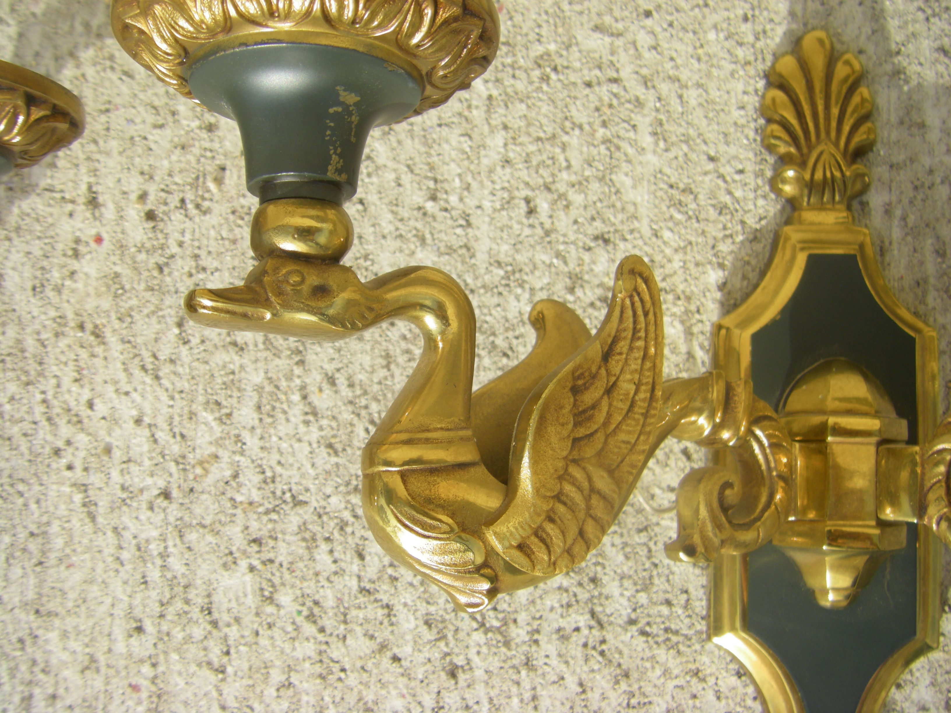 Pair of “Aux Cygnes” wall lights by Lucien Gau in Paris