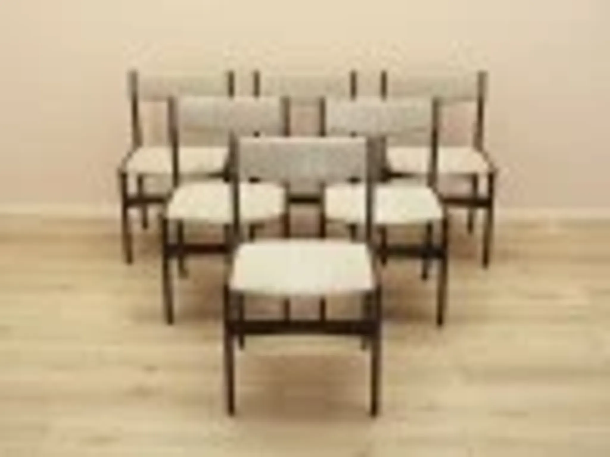 Set of six Danish dining chairs in oak veneer with original upholstery, 1960s