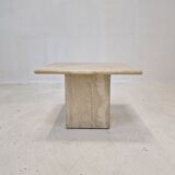 Table basse italienne en travertin, années 1980