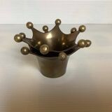 Pair of brass crown candlesticks