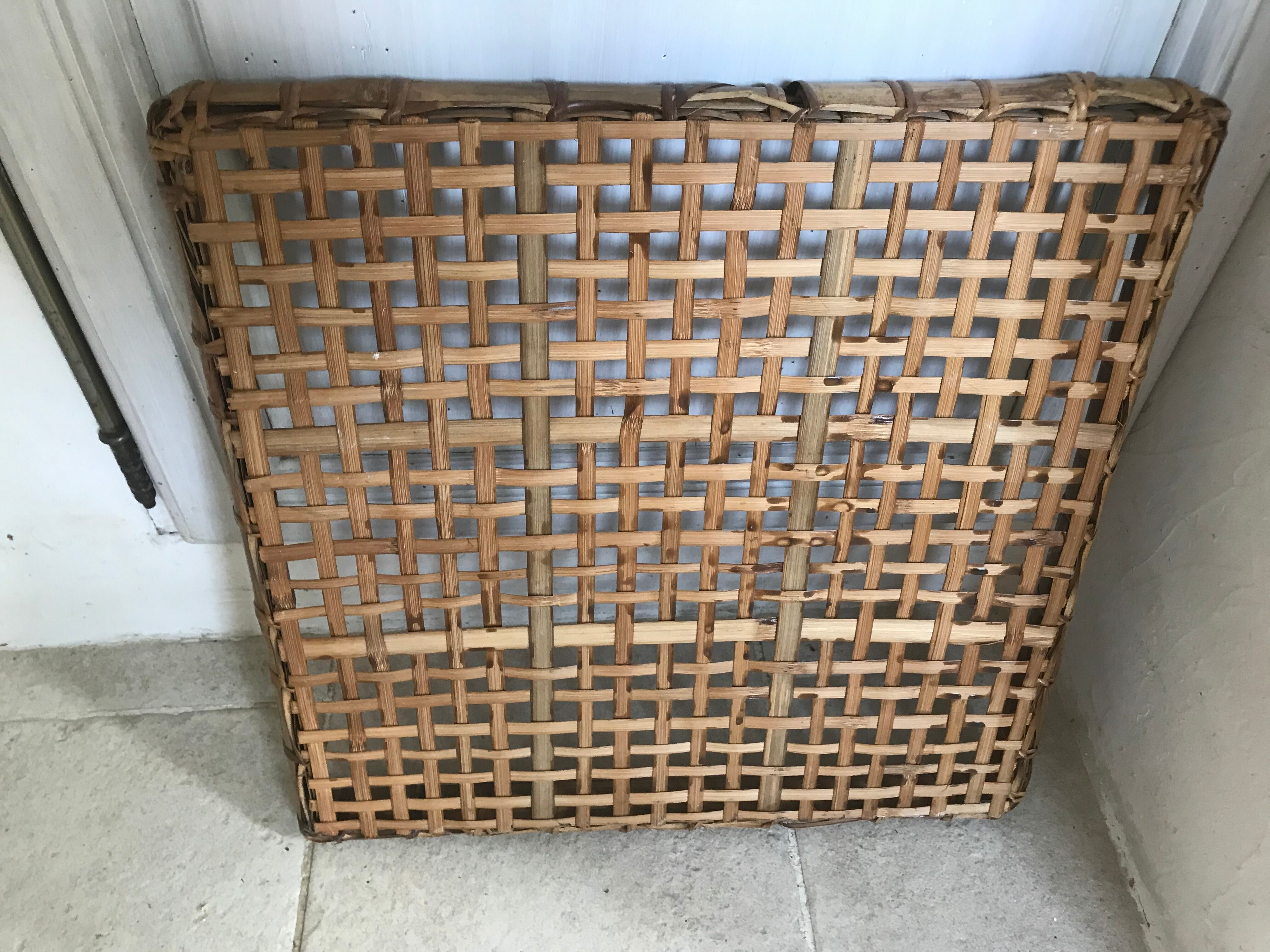 Plateau rotin et bambou  vintage 45X45cm