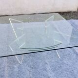 1980s design coffee table in glass and perspex (lucite)