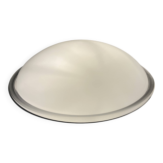 Vintage opal glass ceiling light Saturne Leucos 1970 Italy Diameter 39