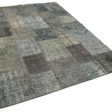 Handwoven Oriental Overdyed 173 cm x 243 cm Grey Patchwork Carpet