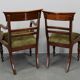 French Art Deco walnut dining chair set with armchairs, France 1930s