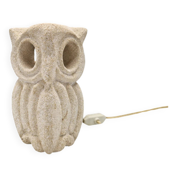 Limestone sculptural owl lamp by Albert Tormos, France