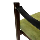 Vintage armchair solid wenge design 60s leather armrests design