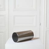 Tubular stainless steel vase, 70s design.