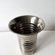 Vintage modernist striped polished aluminium vase