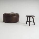 Vintage leather pouf