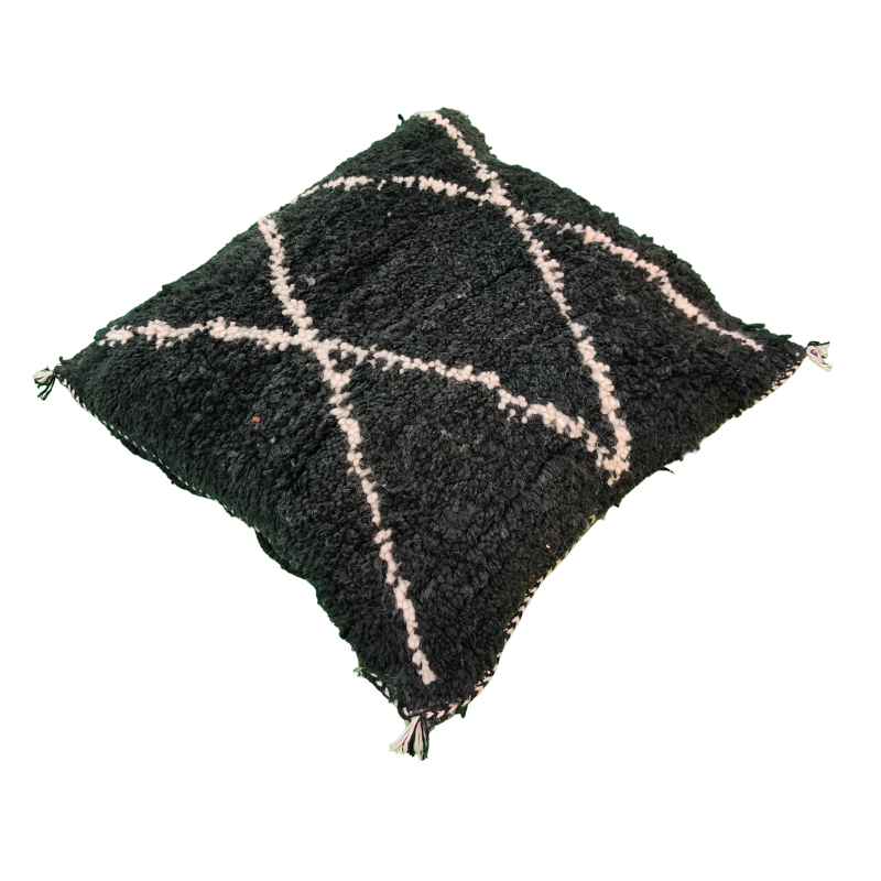 Coussin berbère Béni Ouarain noir