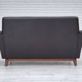 1970s, Danish 2 seater sofa, original condition, furniture leather, solid teak wood.