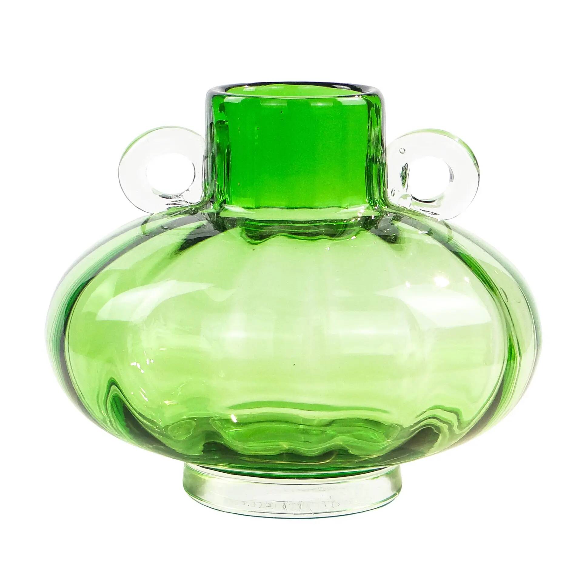 Mid-century modern vase, turquoise glass, Poland, 1970s