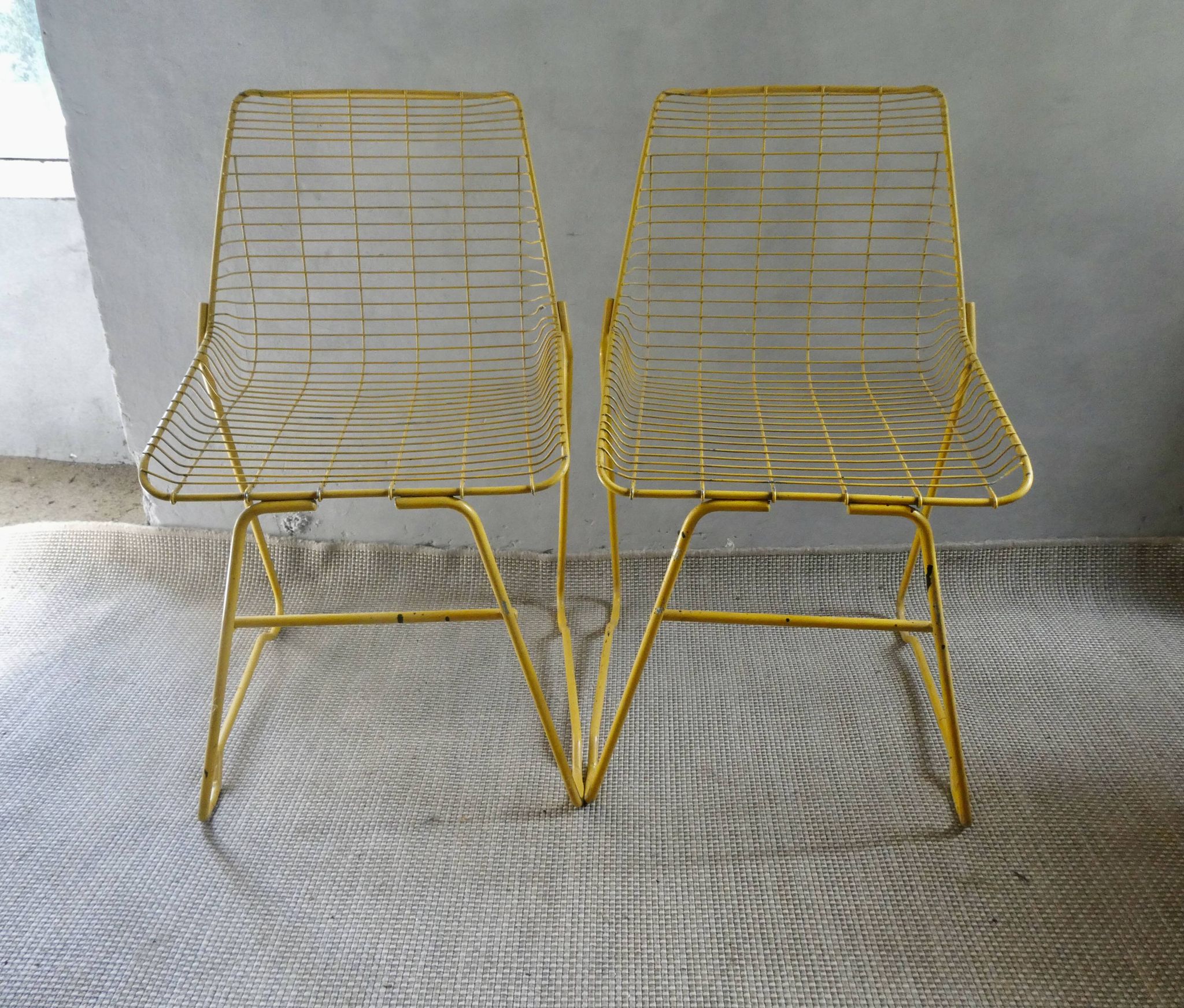 Pair of 1960s metal mesh chairs