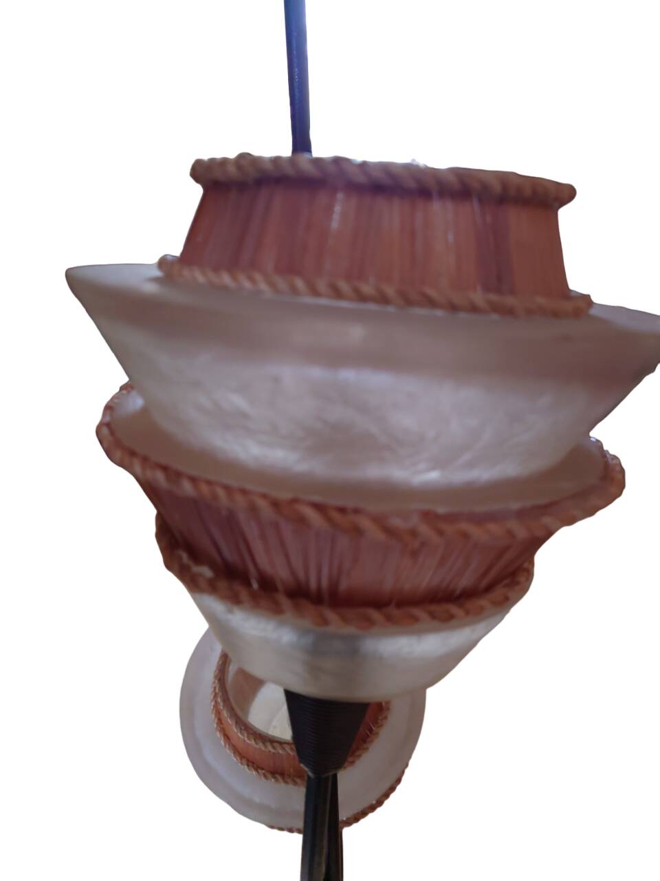 3 globe floor lamp in wrought iron and fiberglass, Tarogo, 1980