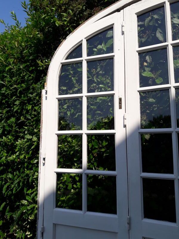 Door bay window arched oak frame H233,5xW234 small tiles
