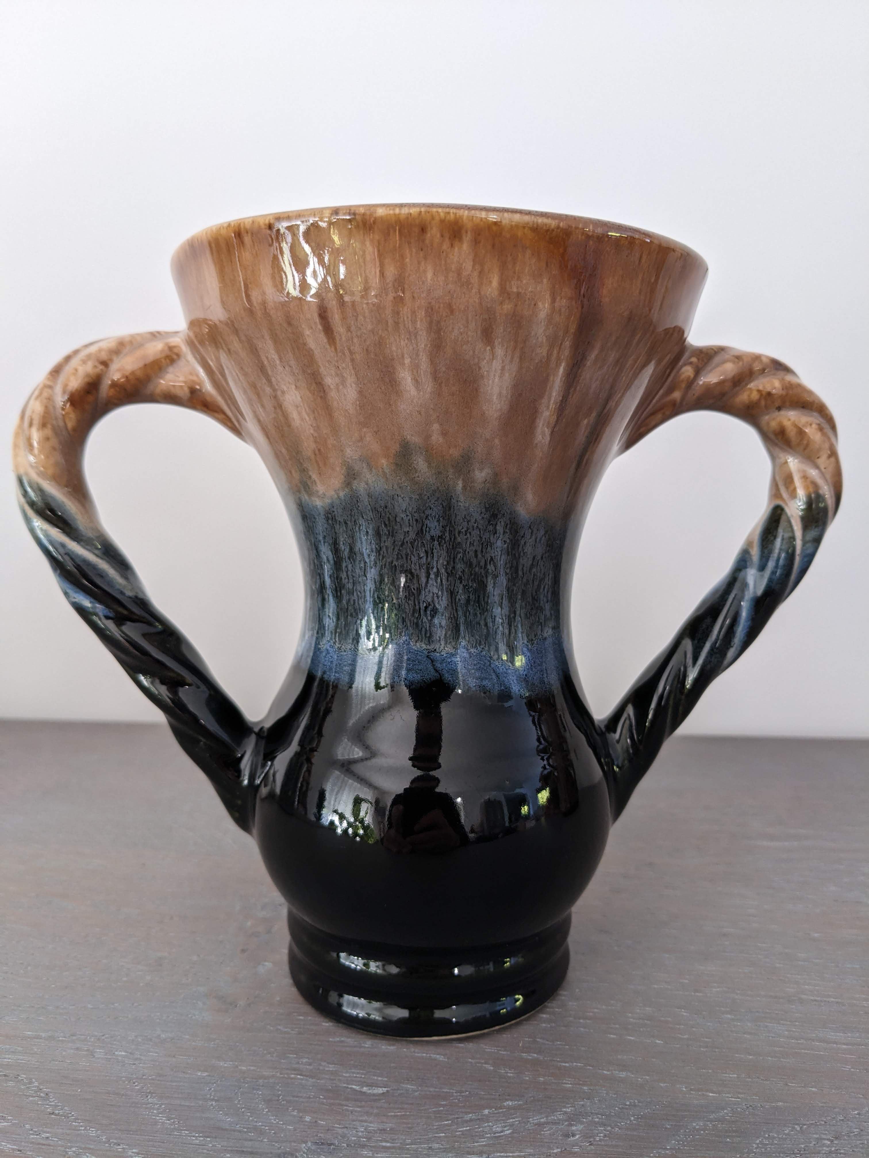 Large fire flamed stoneware vase