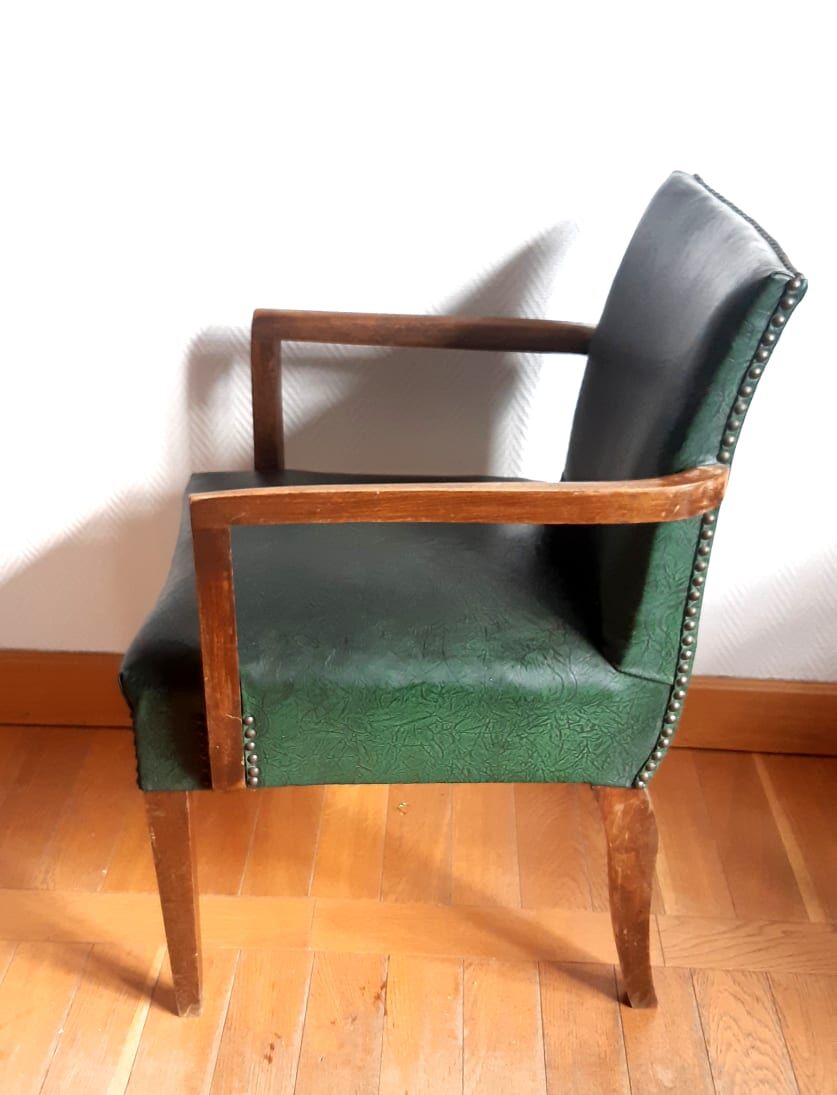 Pair of 1940 bridge armchairs in skaï