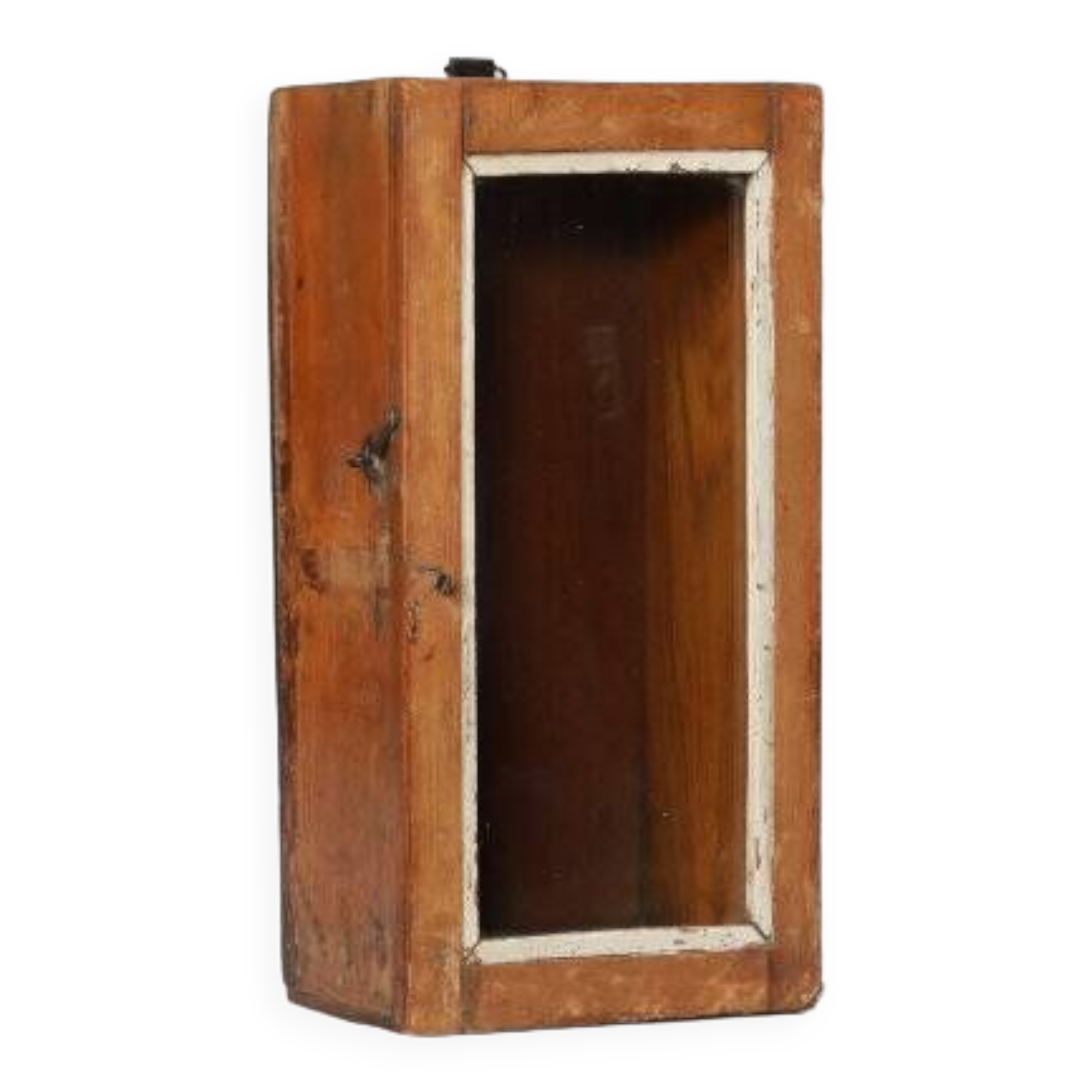 Small old wall display case clock box patina original india