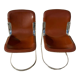 Pair of leather and chromed metal chairs year 70