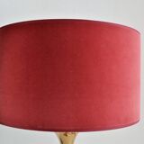 Brass bamboo table lamp by Ingo Maurer with velvet lampshade, 1960