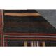 Tapis de couloir vintage turc Oushak fait main en laine et coton marron