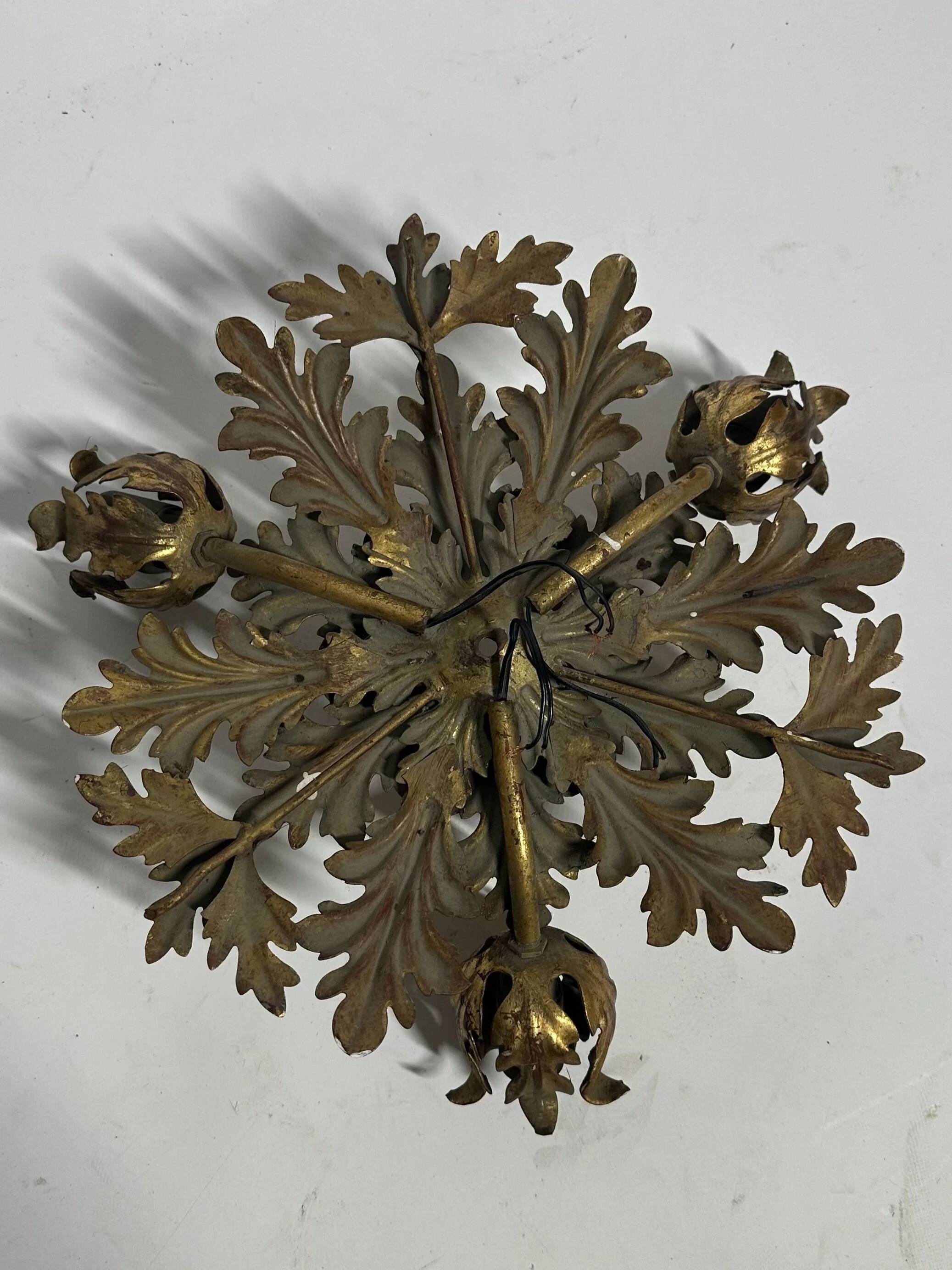 1960s gilt toleware ceiling light by Banci