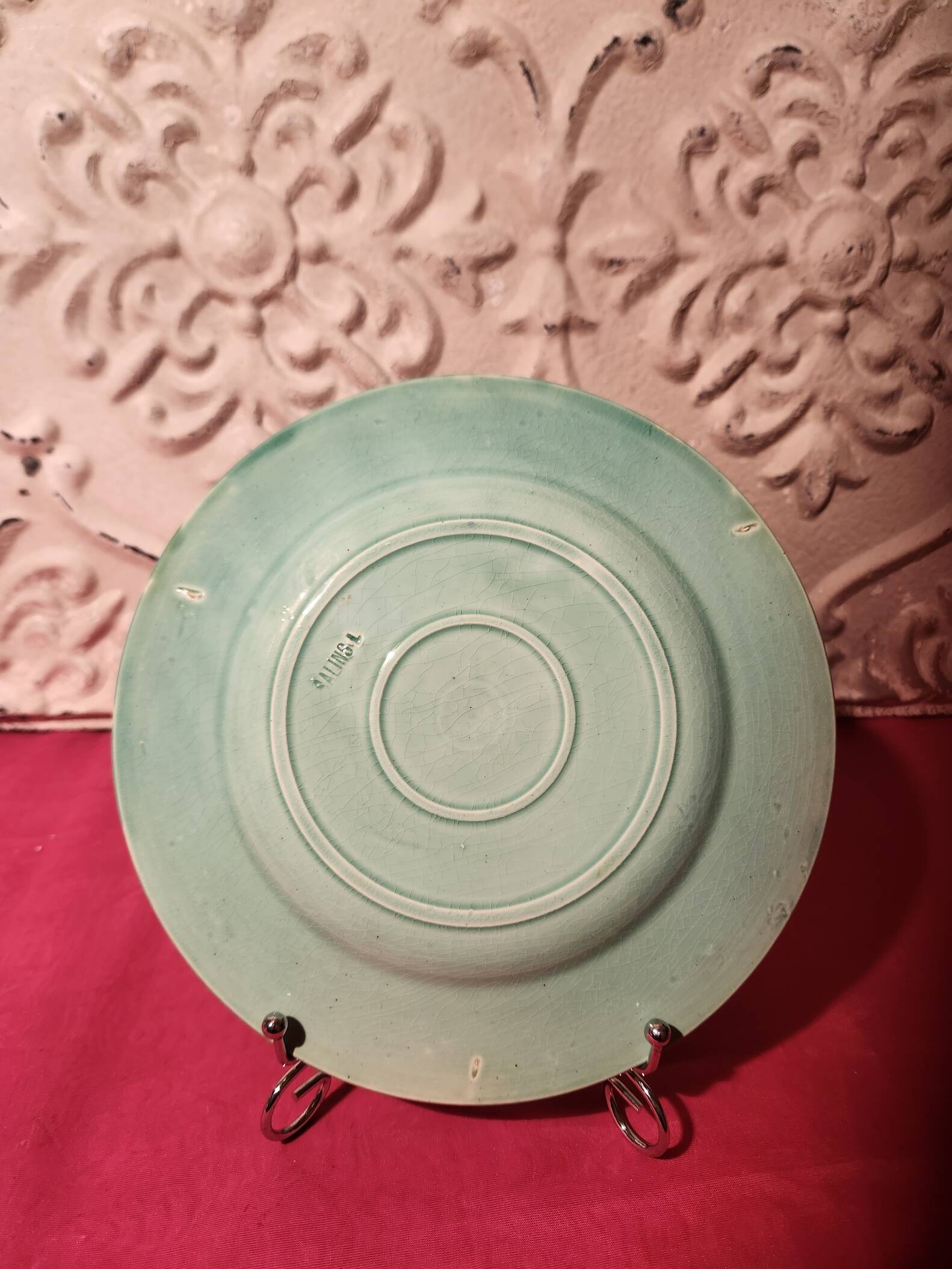 5 old Salins barbotine dessert plates