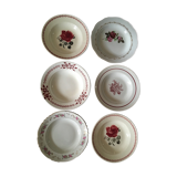 Old hollow plates mismatched ornate in red