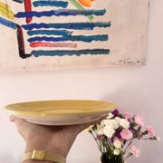 Set of 2 yellow dessert plates