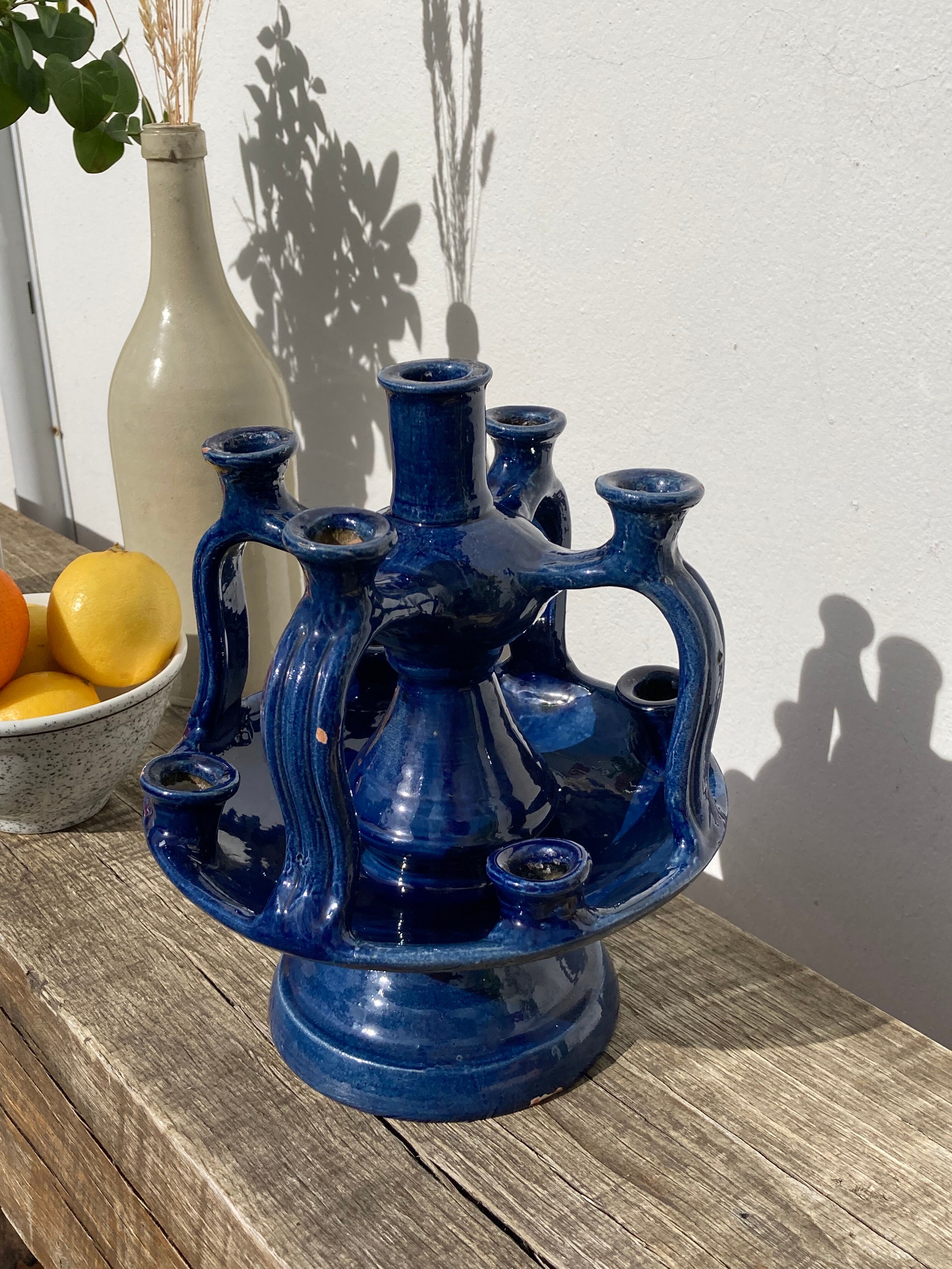 Candlestick in blue Tamegroute