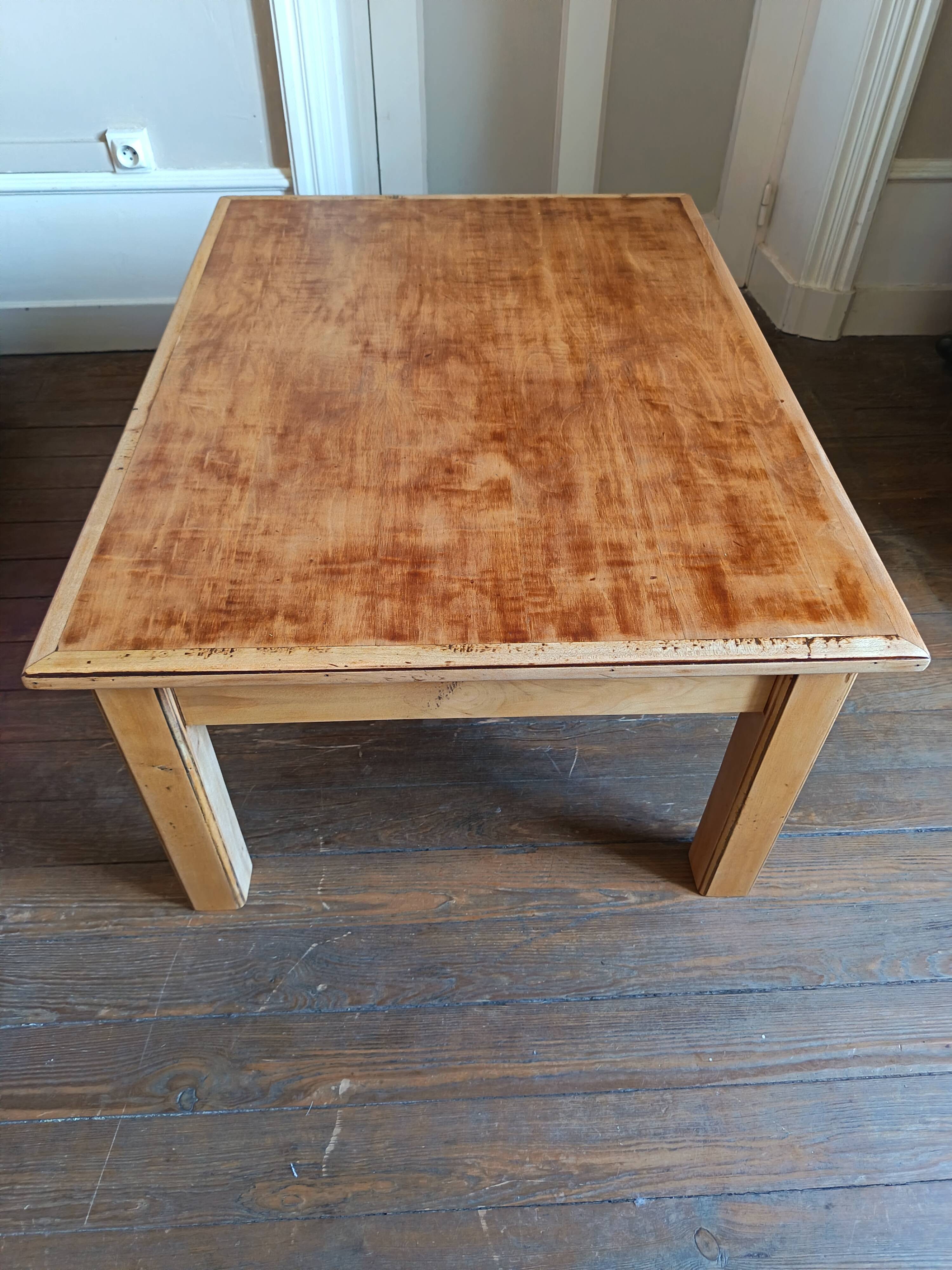 Table basse de ferme en bois patiné avec rallonge