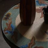 Art Nouveau, round side table with floral glass top, Danish cabinetmaker, 1920s