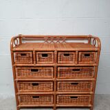 Commode osier et rotin