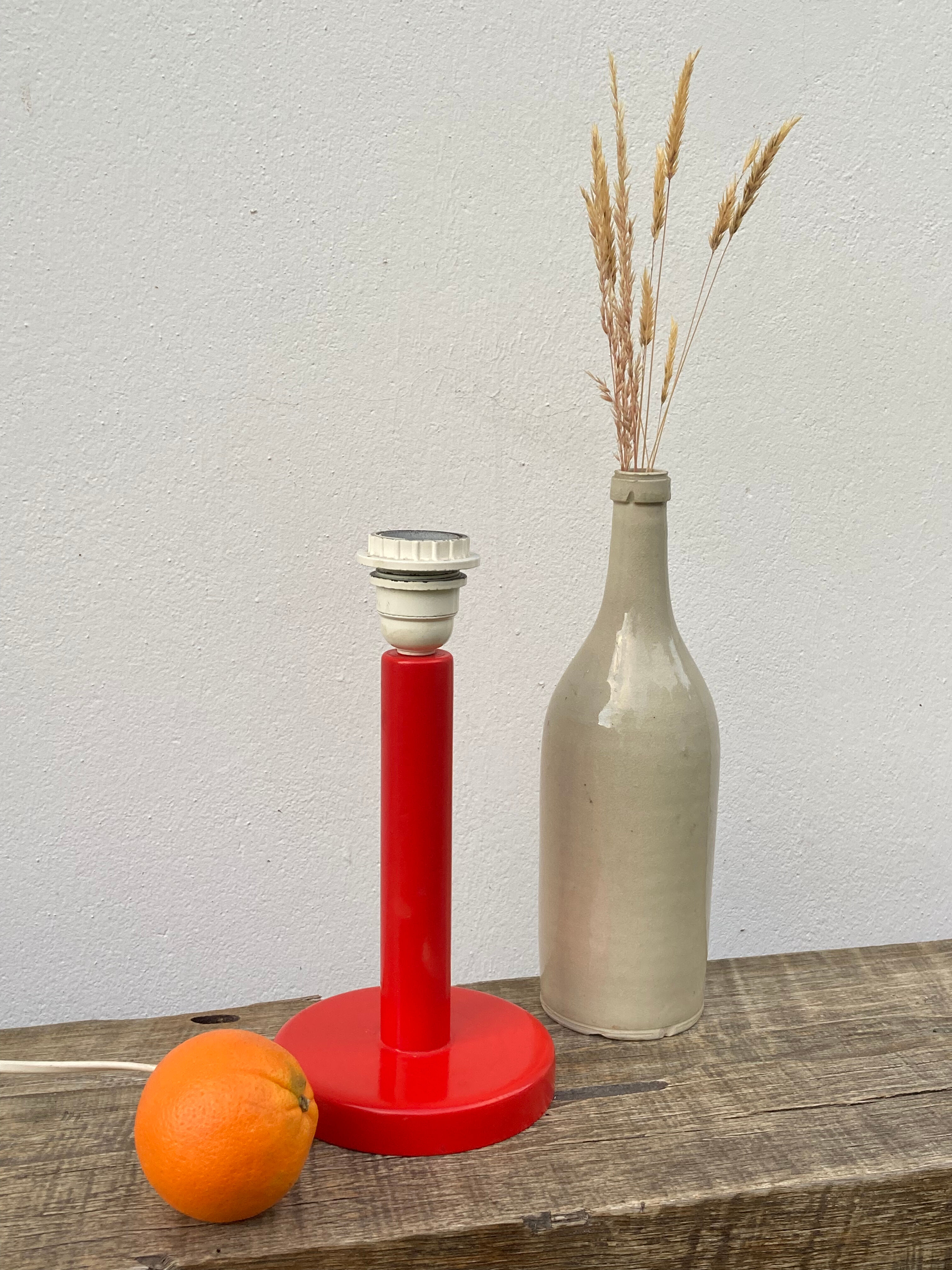 Scandinavian lamp in vintage red painted wood 90s