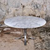Large table ronde en marbre de Carrare, Italie, 1970s