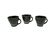 Set of three cups, mid-century modern, black ceramic, Poland, 1970s