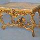 Console rocaille bois doré marbre romain XVIIème