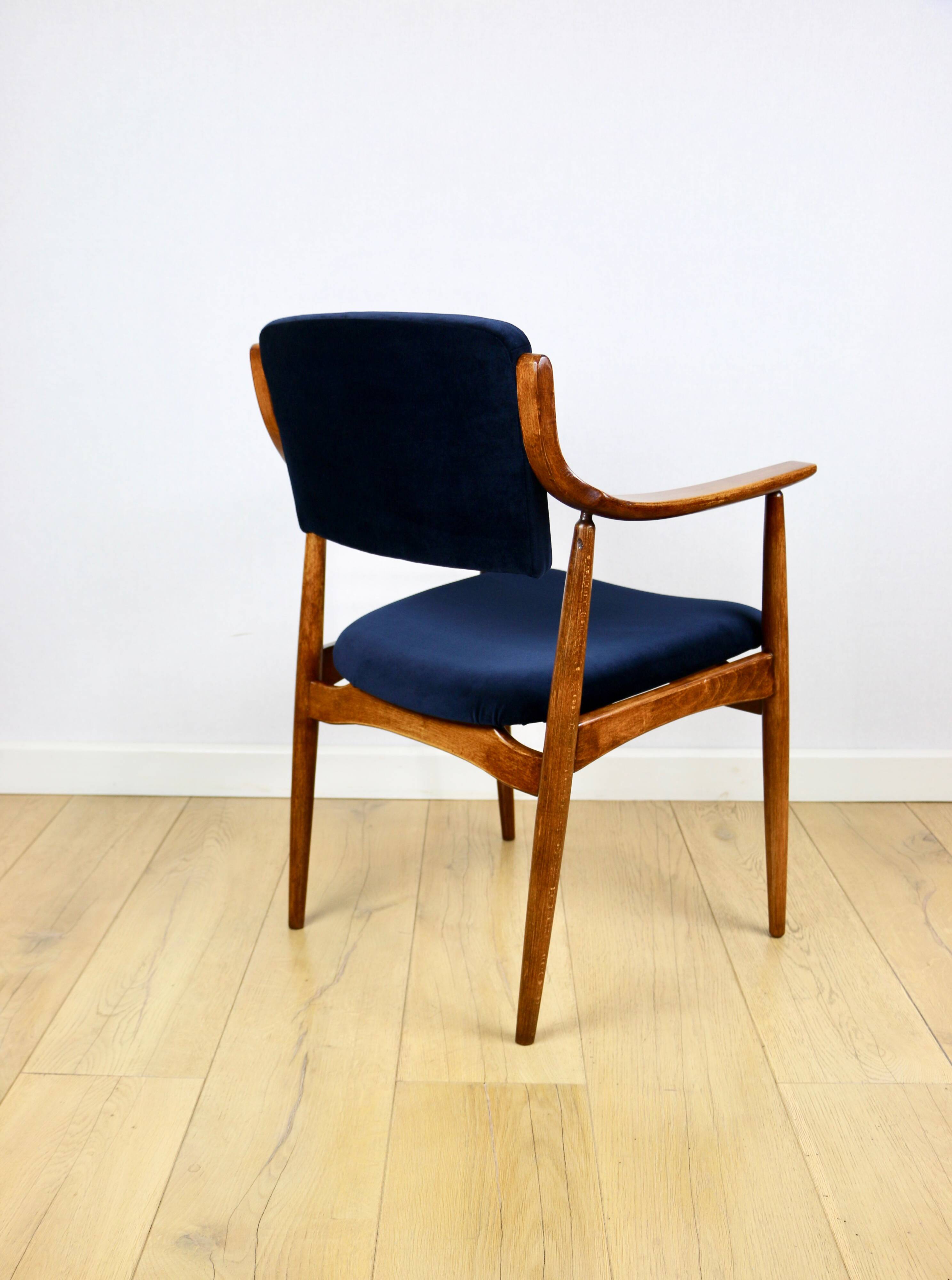Danish office armchair vintage - navy blue