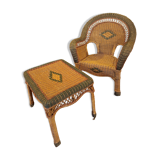 Rattan armchair and coffee table