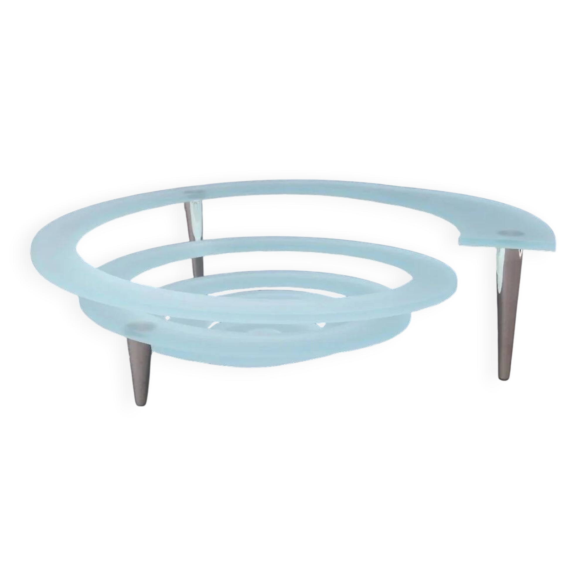 "Spirale" fruit bowl by Giuseppe Rocco for RSVP in glass and silver-plated metal, Italy 1980