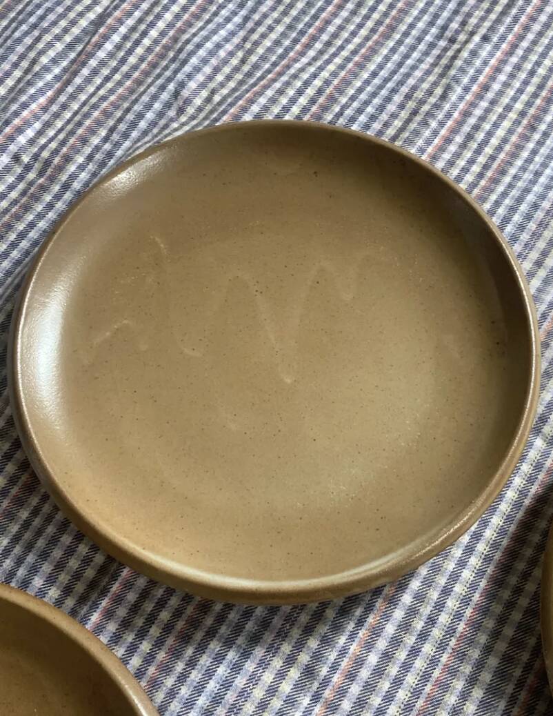 8 beige Berne stoneware plates wabi sabi